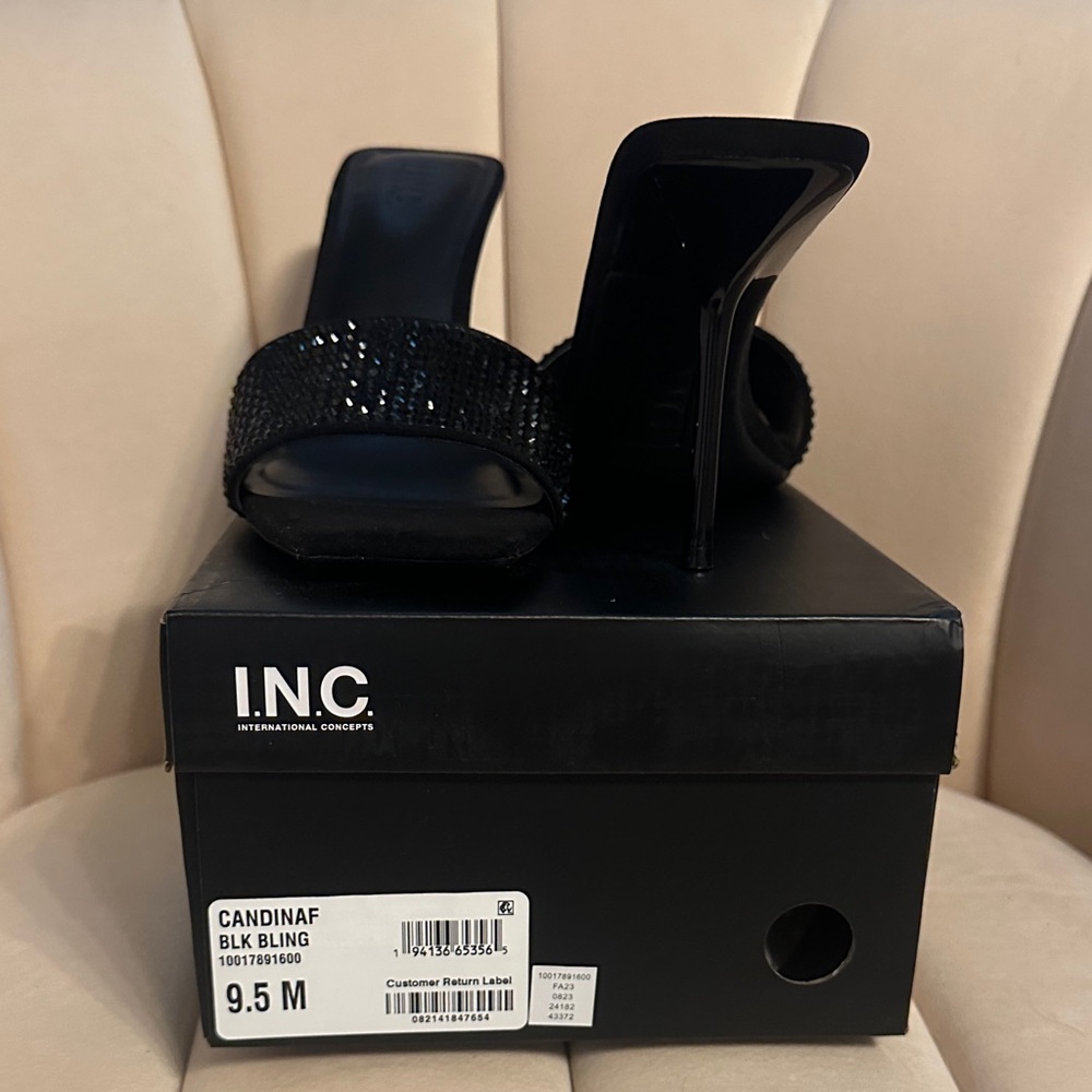 INC International Concepts Black Bling Heels